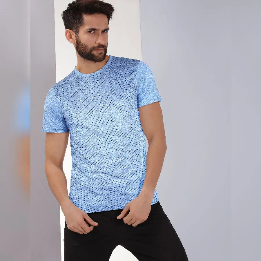 Buy Online Wrogn Blue Printed T-Shirt